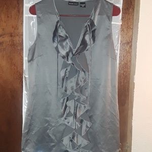 Gray  silk ruffle top